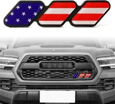 3-Color Upgrade Grille Badge Emblem, Universal Decoration Acces Color: USA-Red