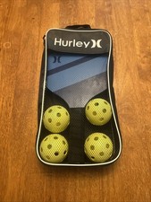 NEW HURLEY Pickleball Set w/ Carry Case 2 Paddles, 4 Balls Comfort Grip -Blue