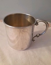 VTG WATSON Baby Child's Cup Scroll Handle Sterling Silver D14 c1940s Heirloom