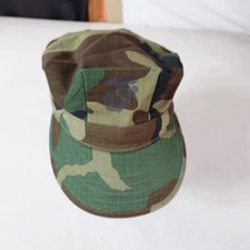 Vintage USMC Hat Cap Woodland Green Camo Type 1 Utility Cover US Marine Corps