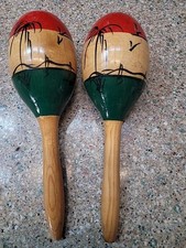 Maracas, Mexican Hand Painted, Island Theme Pinted on 2 Maracas Full Size