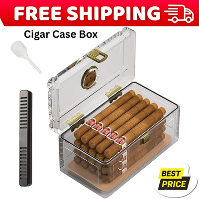 Acrylic Cigar Humidor with Humidifier and Hygrometer Desktop Cigar Case Box