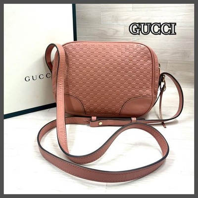 GUCCI 449413 Micro Guccissima Camera Bag Pink Leather GG Logo Shoulder Bag