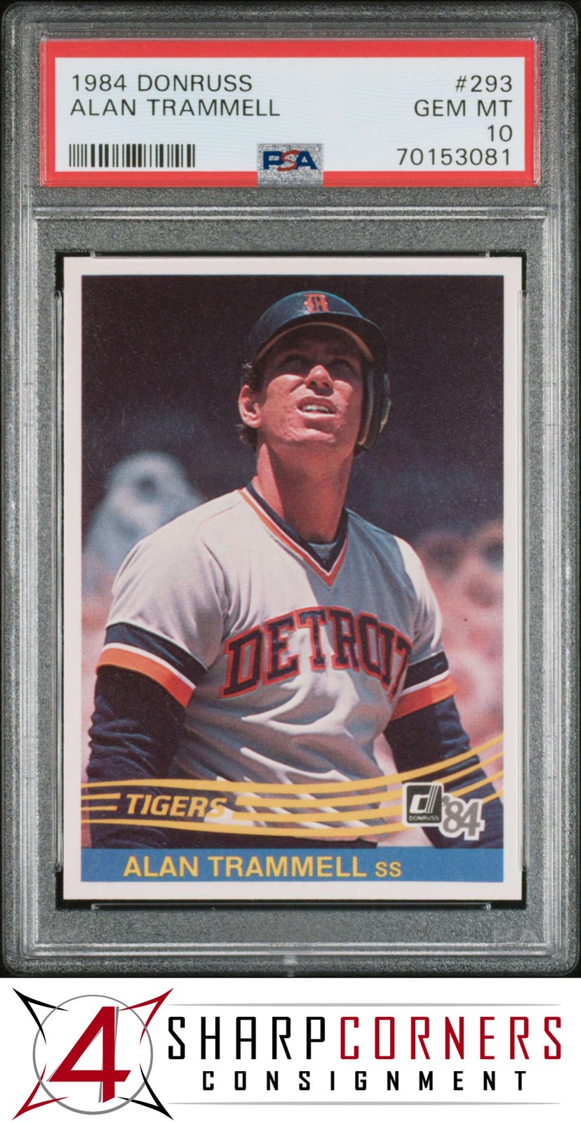 1984 DONRUSS #293 ALAN TRAMMELL TIGERS HOF PSA 10