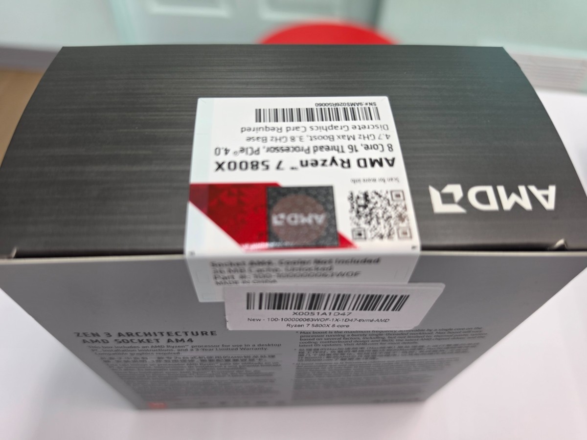 AMD Ryzen 7 5800X Processor (4.7GHz, 8 Cores, Socket AM4) Box