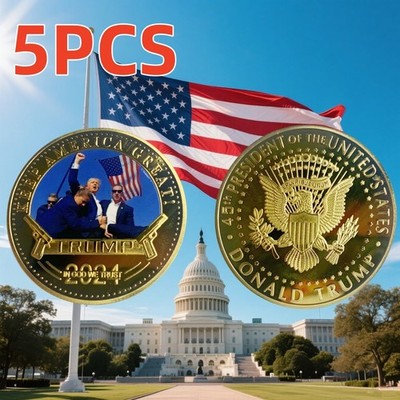 5PCS 2024 President Trump Commemorative Coin Take America Back Metal Coin