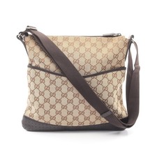 GUCCI GG Borsa a tracolla in tela 145857 beige marrone tela pelle