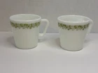 Pyrex Vintage 1970s “Crazy Daisy” Green Spring Blossom Coffee Cups