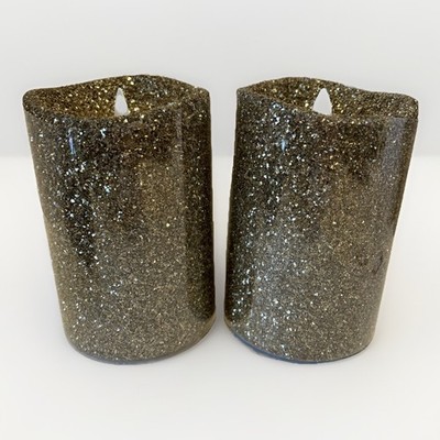 Luminara Gold Glitter Flameless Flicker Candle Wax  5  lot of 2
