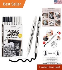 4 Black and 4 White Paint Markers Bold and Fine Dual-tip Acrylic Paint Marker...
