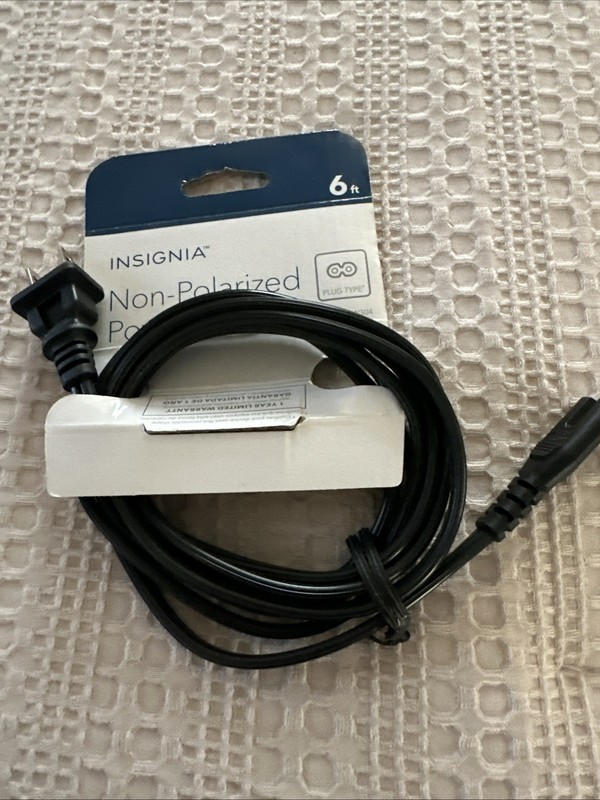 Insignia 6ft Power Cord NS-HW304 Black 2-Slot Nonpolarized NEW