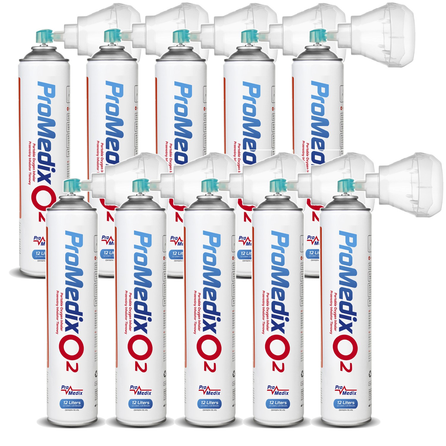 Inhalatore Universale Promedix Portatile Ossigeno 99,4% 12L 10 unità PR-994