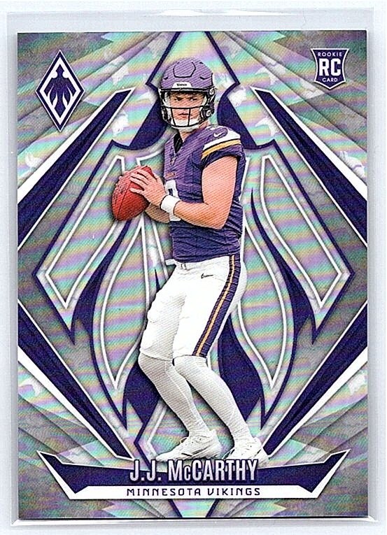 JJ McCarthy #185  2024 Panini Phoenix Team Logo /299 Rookie RC Vikings (1)