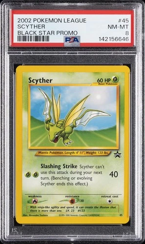 2002 POKEMON LEAGUE PROMO BLACK STAR #45 SCYTHER PSA 8