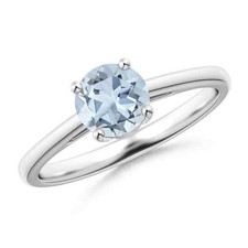 925 Sterling Silver Aquamarine Stone Solitaire Unique Sister Ring Jewelry
