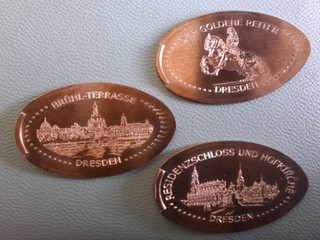Elongated Coins Quetschmünzen 3x5 Cent Dresden goldener Reiter 2026 Top Zustand