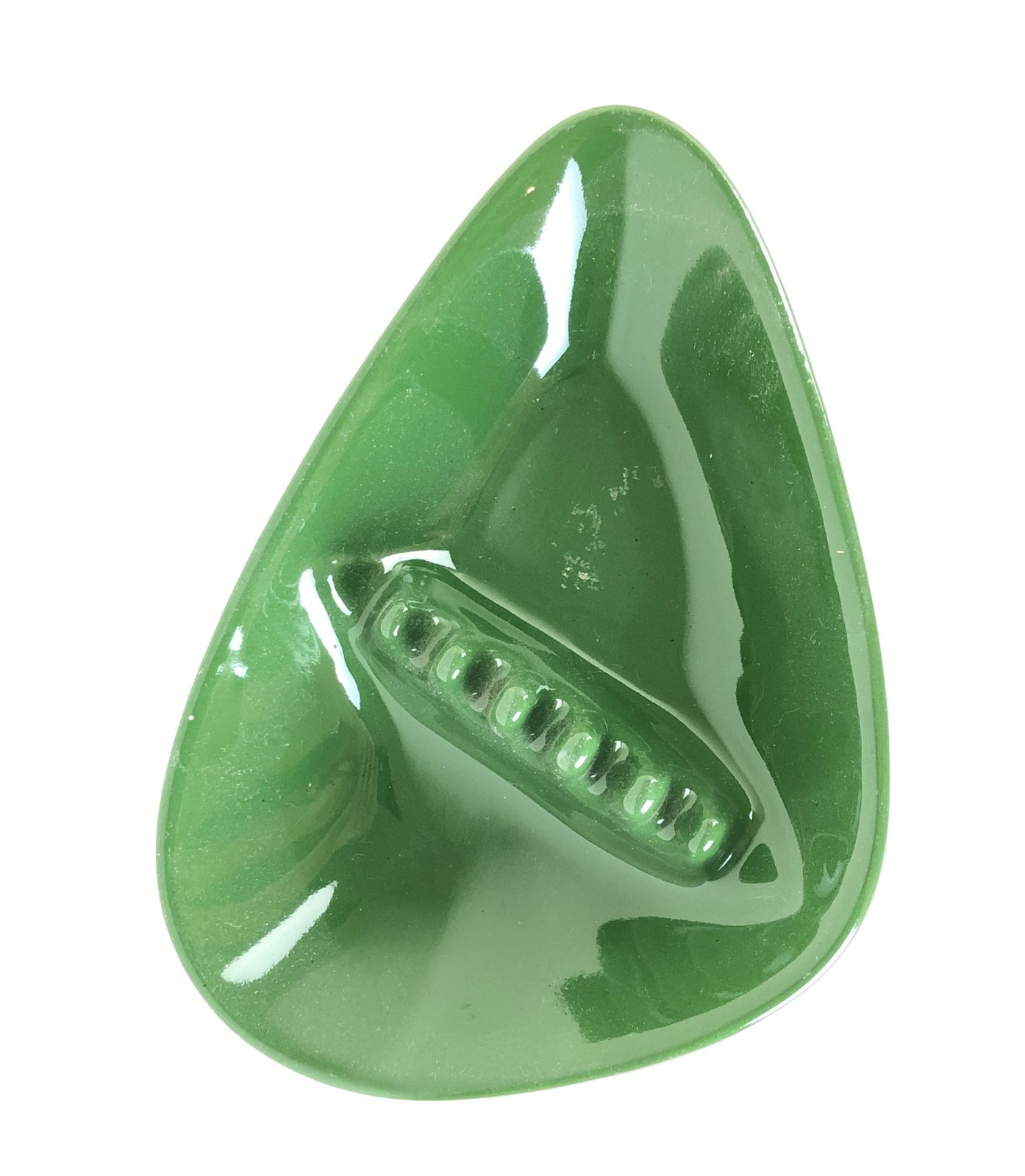 VTG 40s Anholt Coors Ceramic Ashtray Boomerang Deep Green Glaze MCM