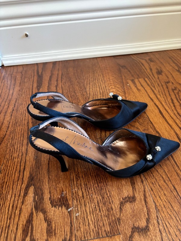 Daniel Barbara black satin slingback pumps sz 6.5