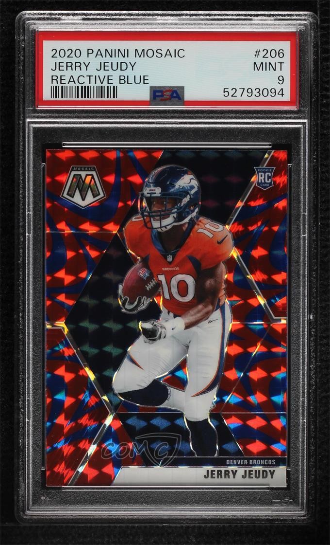 2020 Panini Mosaic Rookies Reactive Blue Prizm Jerry Jeudy #206 PSA 9 MINT 2l4