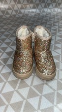 Cat and Jack Boots Arlo Toddler Girls Sz 5 Gold Faux Fur Shearling Glitter Zip