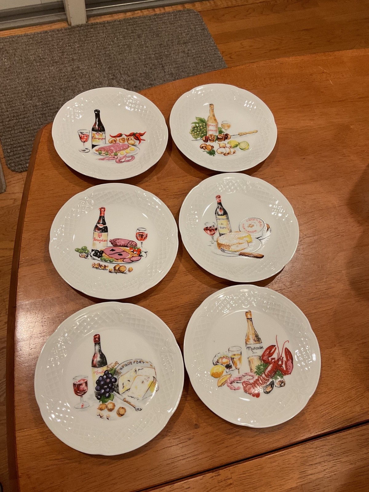 Philippe Deshoulieres Limoges PorcelainWine & Cheese Apptz 5.75” Plates Set Of 6