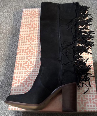 Gianni Bini Women's Black  Knee High Fringe Boots Size 8