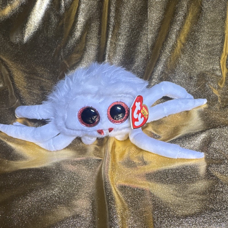 Ty Beanie Boos Spider White Plush Stuffed Animal w/ Heart Tag 2017 #ty