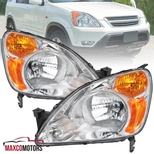 Clear Headlights Fits 2002-2004 Honda CR-V Head Lamps Left+Right Pair 02-04