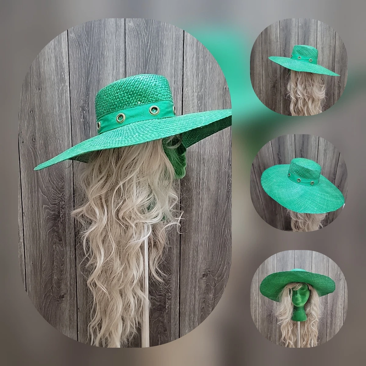 Wide Brim Green Vintage Hats for Women for sale | eBay display picture 1