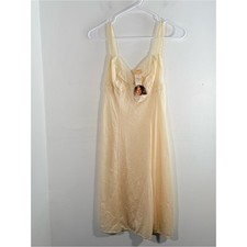 NWT Olga Deadstock 70s Cream Lace Nylon Slip Dress size 34 Small