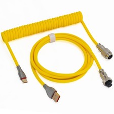 Braided Coiled Keyboard Cable 1.5m TypeC To USBA Detachable Aviator Yellow