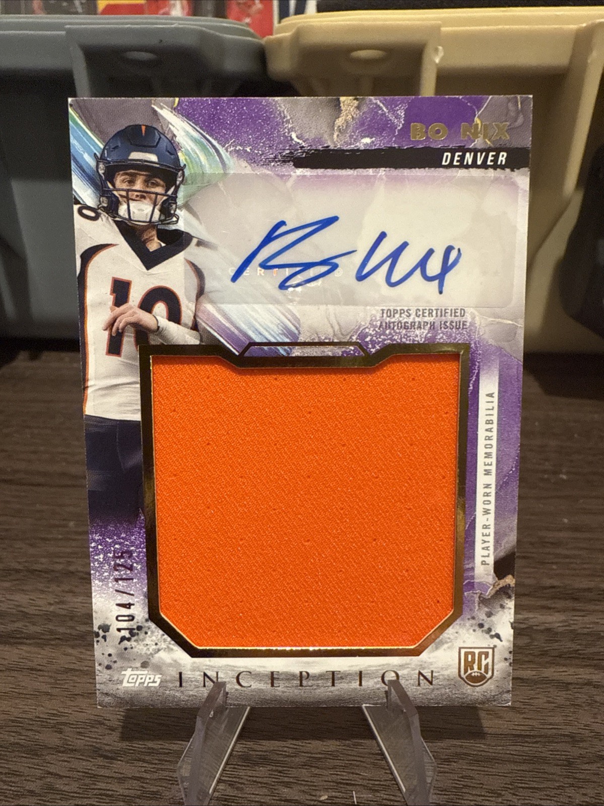 2024 Topps Inception Bo Nix Purple /125 Jumbo Rookie Patch Auto #RJRA-BN RPA