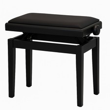 Banquette De Piano Noir Mat Avec Cuir Synthétique Noir