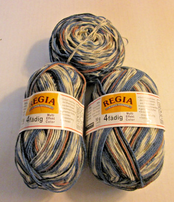 2+ Skeins Regia 4 Fadig Multi Effekt Color Yarn 130g Farbe 5381 Blue Grey #2
