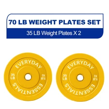 Olympic Bumper 35 Plate Weight Lifting Set 70 Lb Set Steel Hub Colored Home Gym