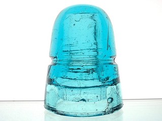 BRILLIANT BLUE AM INSULATOR CO NY DOUBLE PETTICOAT Glass Beehive Insulator