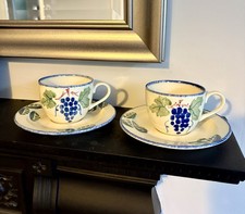 Poole Pottery Dorset Fruits Grape design pair of cups and saucers
