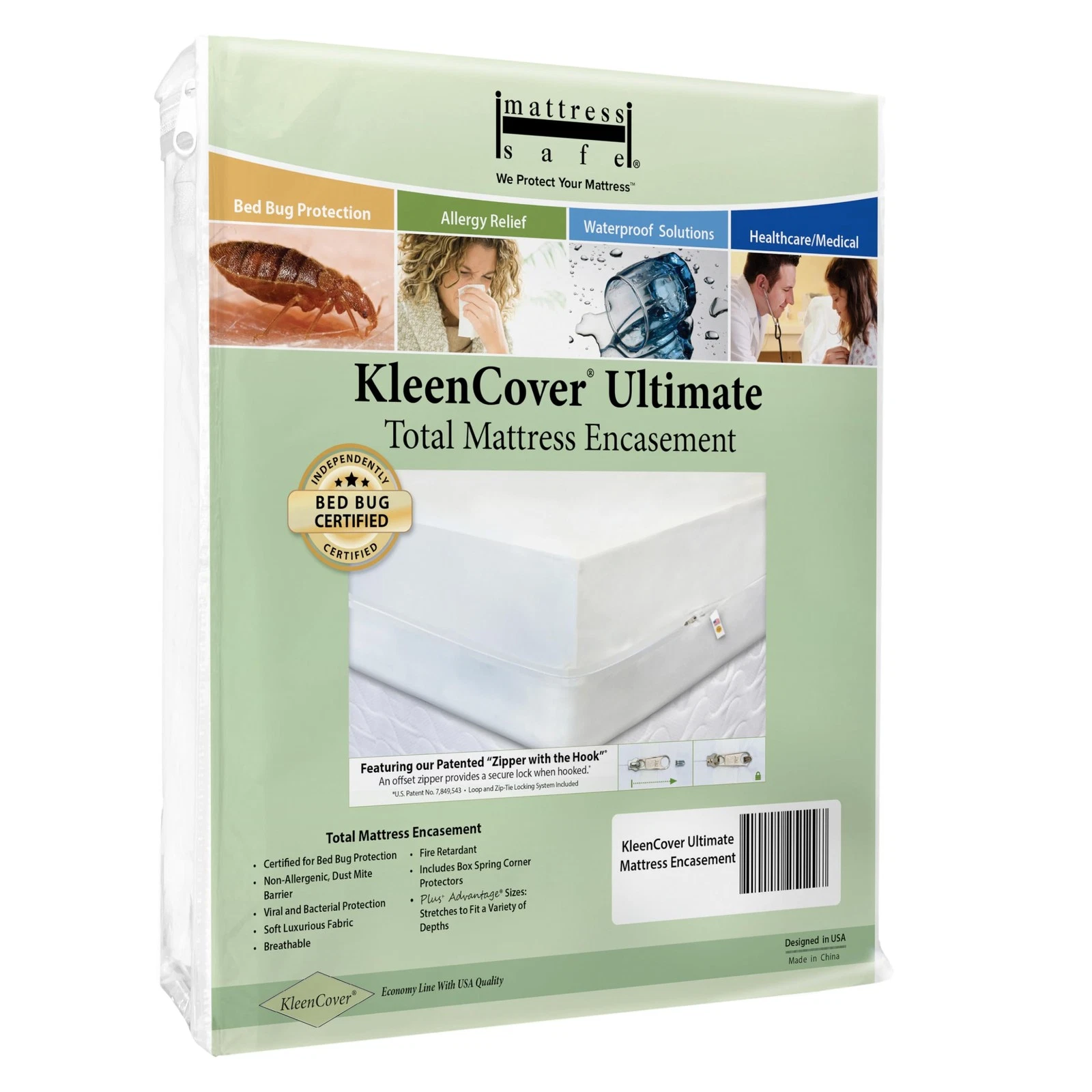 ® KleenCover® Ultimate Mattress Encasement- King, Fits 76x80 and 9-15"(D), Wa...