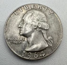1964 Denver Mint USA Washington Quarter Dollar 90% Silver 25c Coin Mint D B11