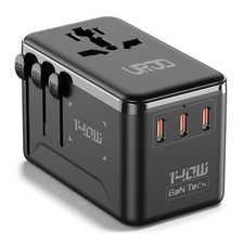 140W Max GaN Universal Travel Adapter, 3 USB C 1 USB A  2500W AC Outlet, Int...