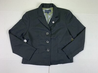 Evan Picone Womens Blazer Suit Jacket 12P Black Career Business Buttons Nice