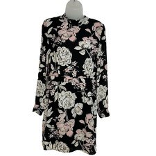 ASOS Womens Long Sleeve Dress Size 10P Knee Length Semi Sheer Lined Floral Fairy