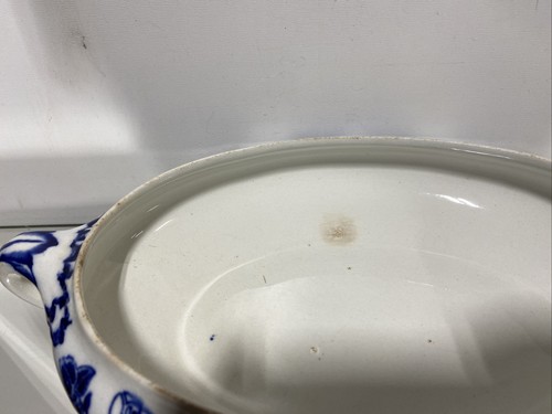 VTG. Flow Blue English Covered Dish Bowl - Picture 12 of 22