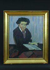 Tableau ancien Fauve portrait d'homme Auguste Herbin Erich Muhsam hst signé hst