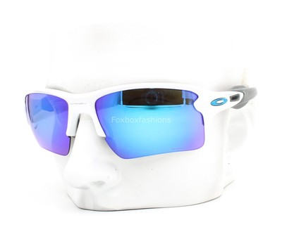 Oakley OO9188-9459 Flak 2.0 XL Sunglasses Polished White Prizm Sapphire w/case 