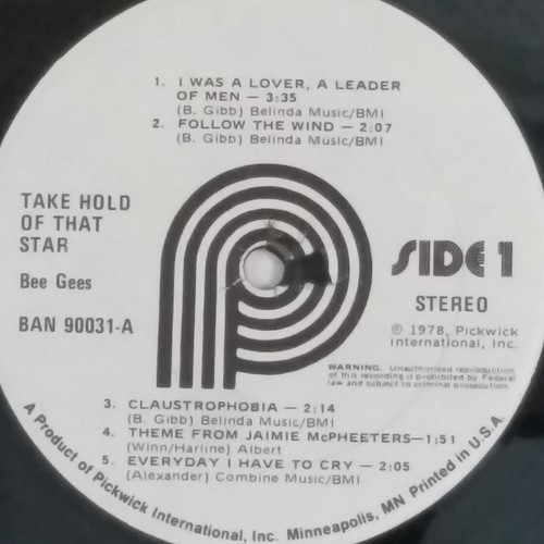 BEE GEES Take Hold Of That Star BAN90031 LP RM Vinyl VG++ Cover Shrink 1978 - Picture 3 of 3