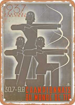 METAL SIGN - 1937 World Shooting Championships, Helsinki, Finland Vintage Ad