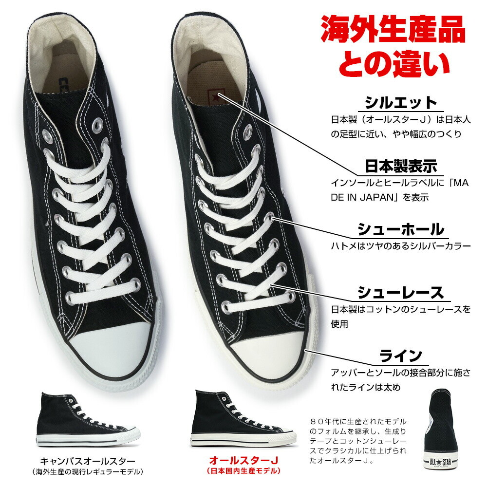 CONVERSE CANVAS ALL STAR J HI Sneakers Made in Japan Natural White Black  White