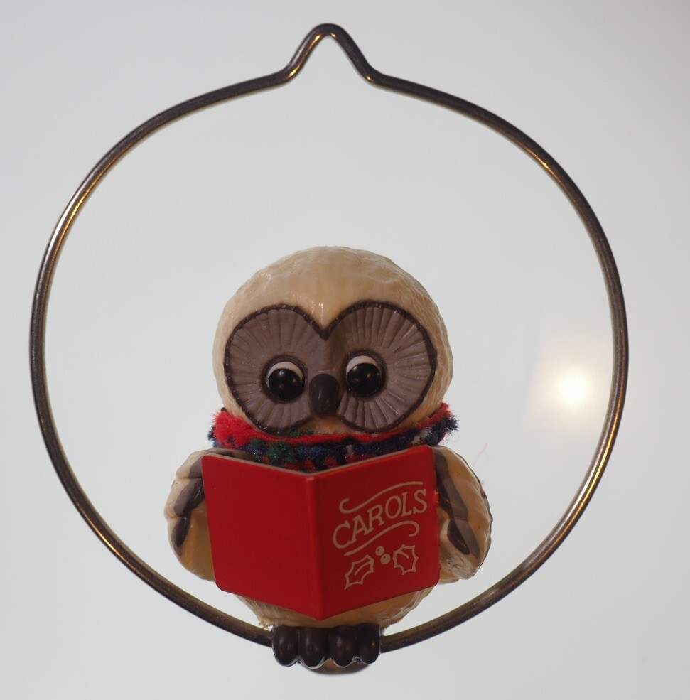 Very Nice 1983 Hallmark  Little Trimmers “Caroling Owl” Ornament, With Box