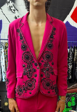 Men Pink 2Pc Customized Embroidered Country Western Wedding Cocktail Prom Outfit